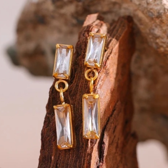 Boutique Jewelry - ⭐️classic New 18K Gold Plated CZ  Drop Earrings